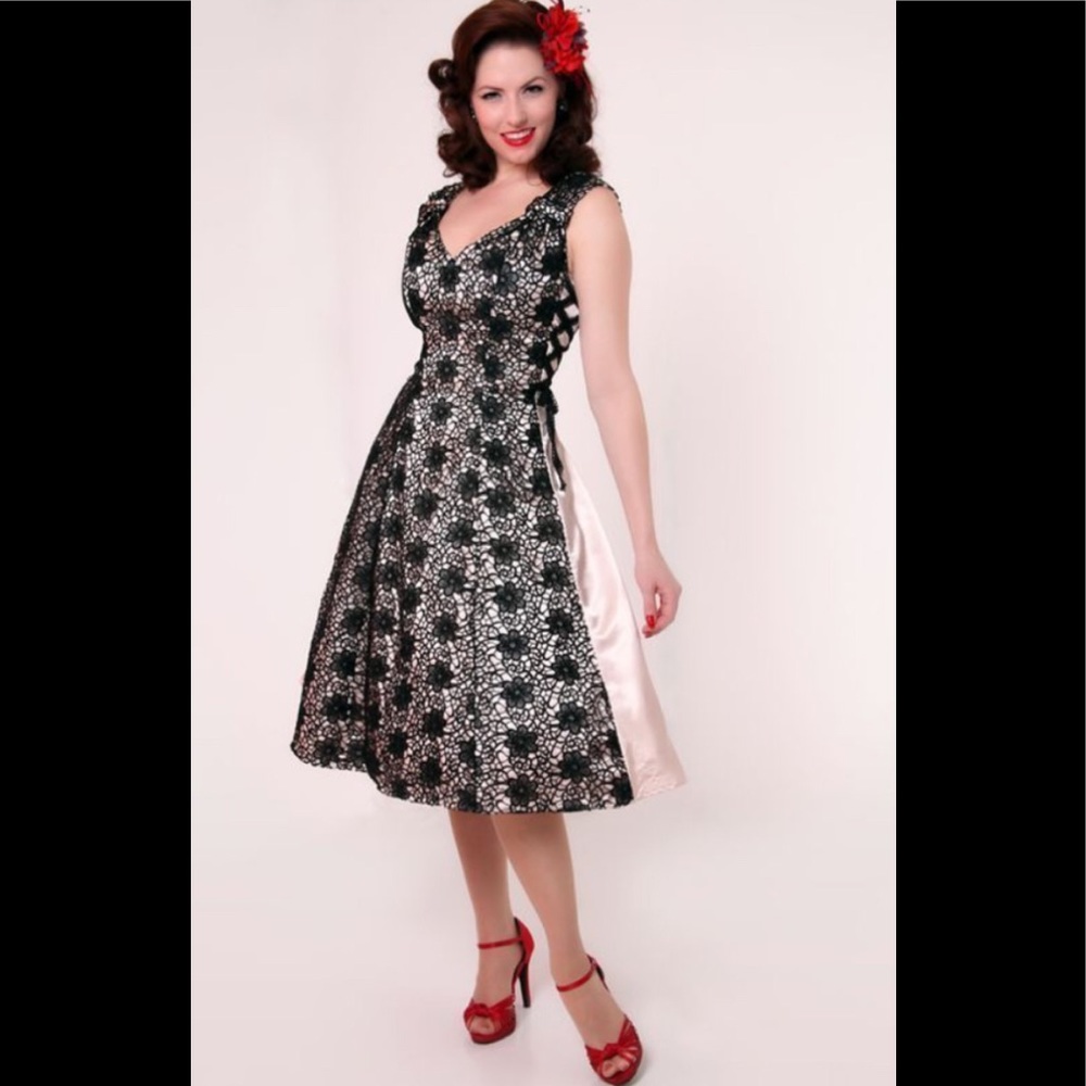Bettie Page Lace Overlay 1950s Pin-up Dress